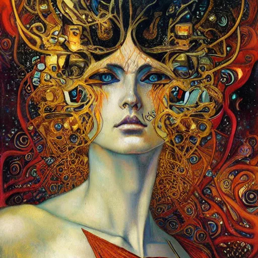 Prompt: Divine Chaos Engine by Karol Bak, Jean Deville, Gustav Klimt, and Vincent Van Gogh