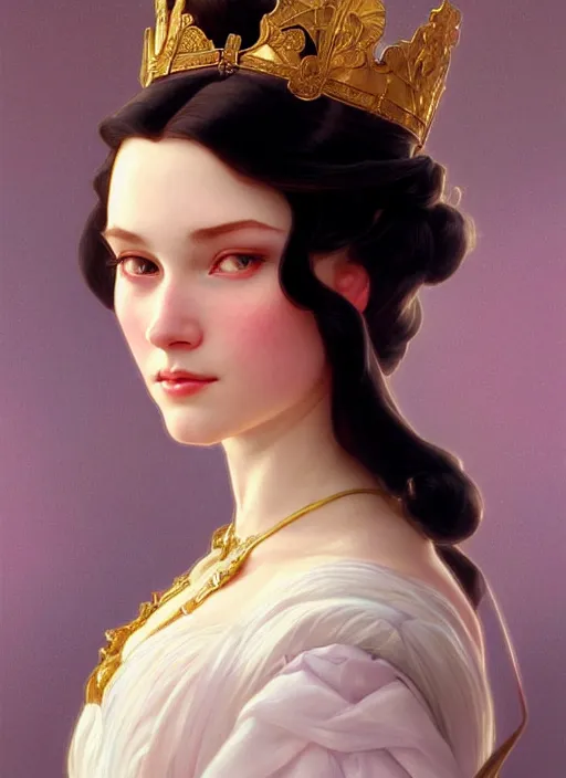 Image similar to portrait of princess snowhite, intricate, elegant, highly detailed, my rendition, digital painting, artstation, concept art, smooth, sharp focus, illustration, art by artgerm and greg rutkowski and alphonse mucha and uang guangjian and gil elvgren and sachin teng, symmetry!!