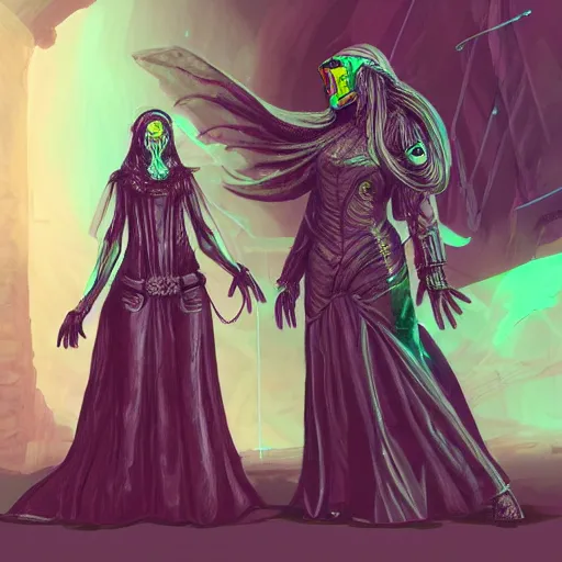 Image similar to mother maiden and crone, cyberpunk themed art, sci - fi concept art