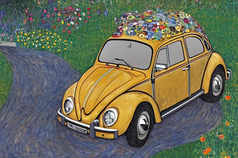 Image similar to gustav klimt vw beetle