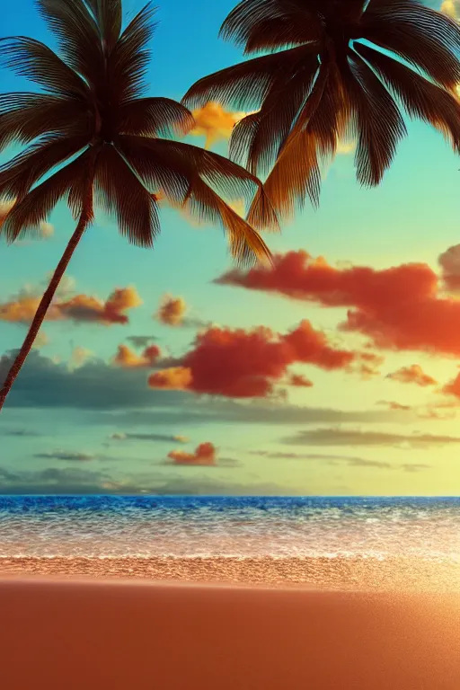 Prompt: photograph of a tropical island! entirely inside a glass jar, standing in sand on a beach. palm trees in the jar. waves in the jar. an island in the jar. quiet sunset in the background. soft golden red lighting. hyperrealistic, cgsociety, 8 k