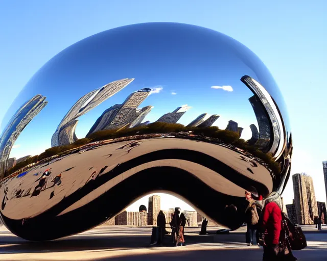 Prompt: the bean in chicago but it's a sausage