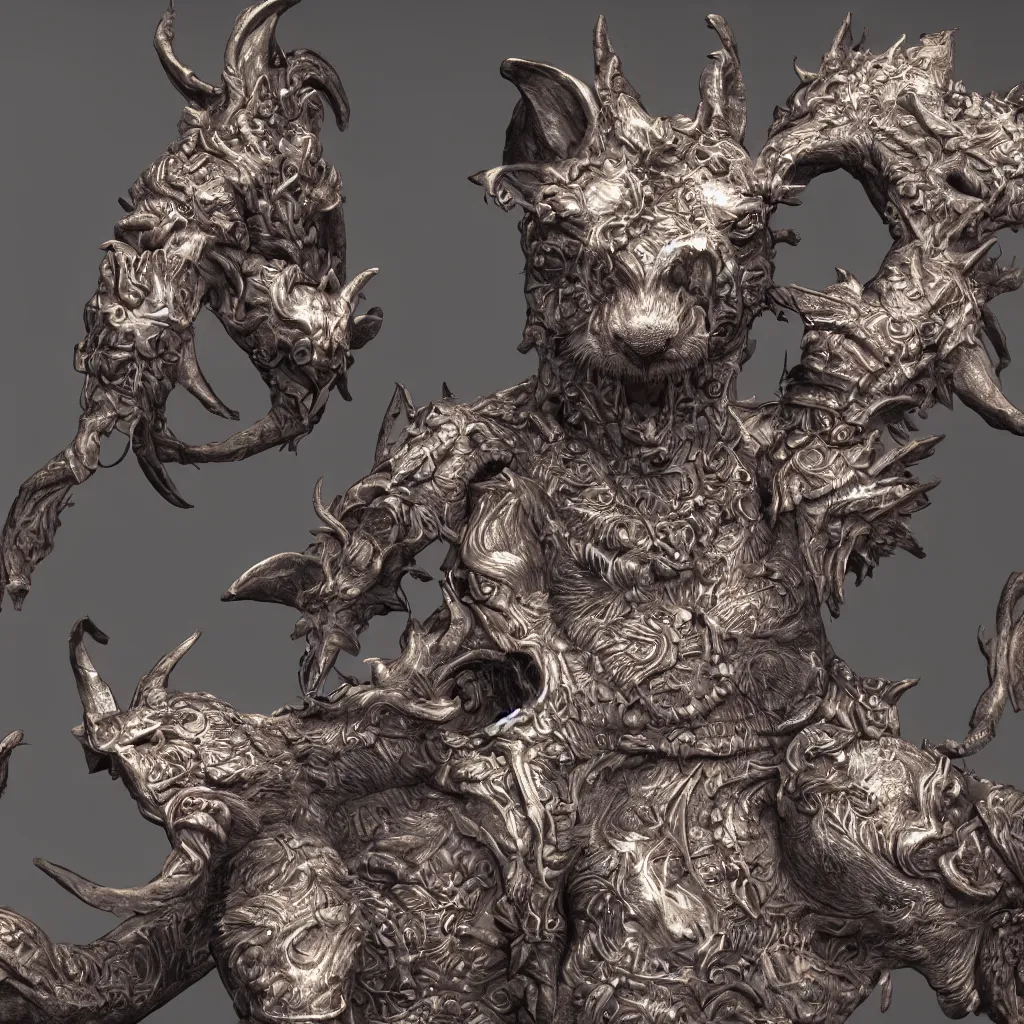 Image similar to 4 k unreal engine render of a rat god with temple ultra details digital art