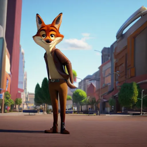 Prompt: half body shot, 3 d render, anthropomorphic coyote male, wearing along brown leather maxi coat, in the style of zootopia, highly detailed attributes and atmosphere, dim volumetric cinematic lighting