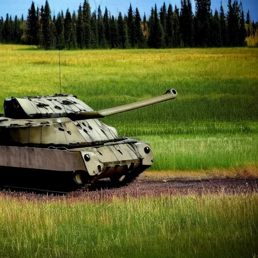 Image similar to a canadian tank on an alberta field