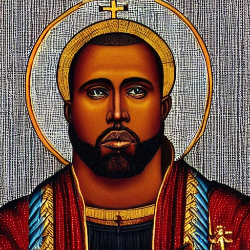 Image similar to saint kanye west byzantine roman vatican art