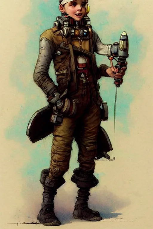 Image similar to ( ( ( ( ( 2 0 5 0 s retro future 1 0 year boy old super scientest in space pirate mechanics costume full portrait. muted colors. ) ) ) ) ) by jean - baptiste monge!!!!!!!!!!!!!!!!!!!!!!!!!!!!!!