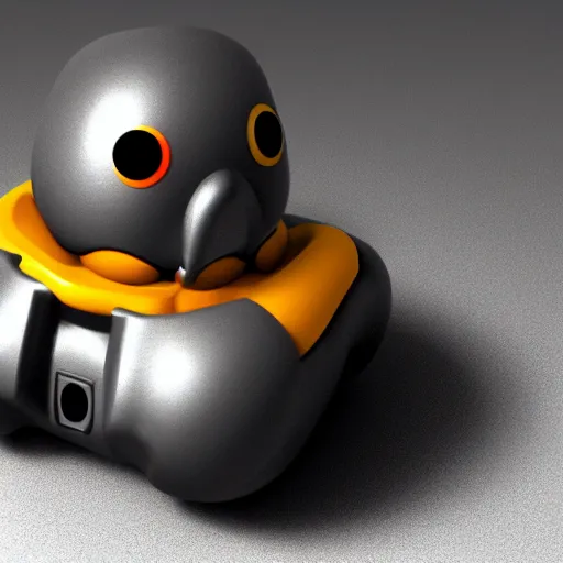 Image similar to a centered detailed render of a cybernetic enhanced rubber ducky, unreal engine render