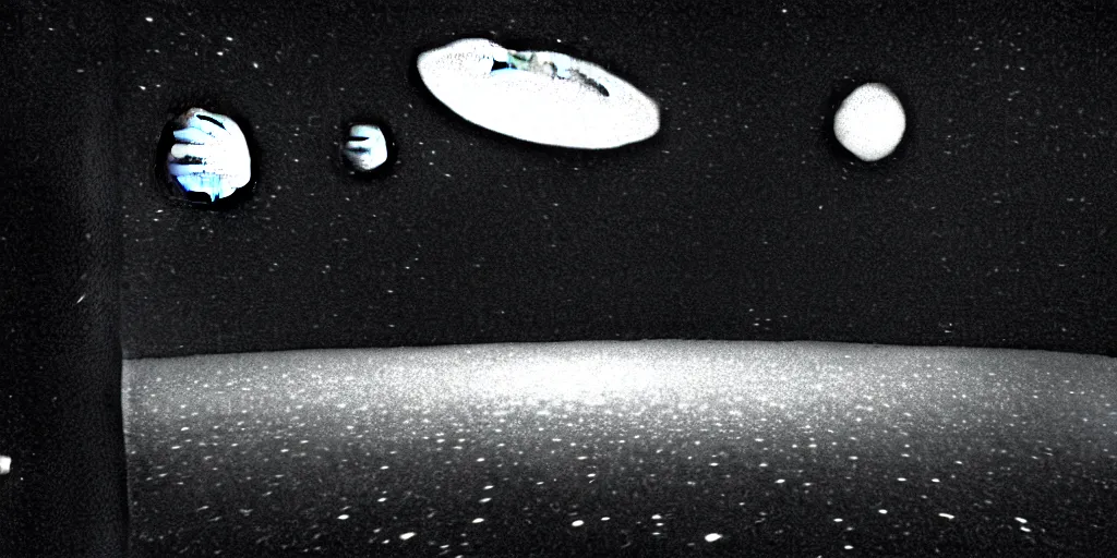 Image similar to low angle shot of a space port on Jupiter at night, nouvelle vague set design by Jugendstil, in the style of Stanley Kubrick, shot on film, grainy, hyperrealistic, b&w