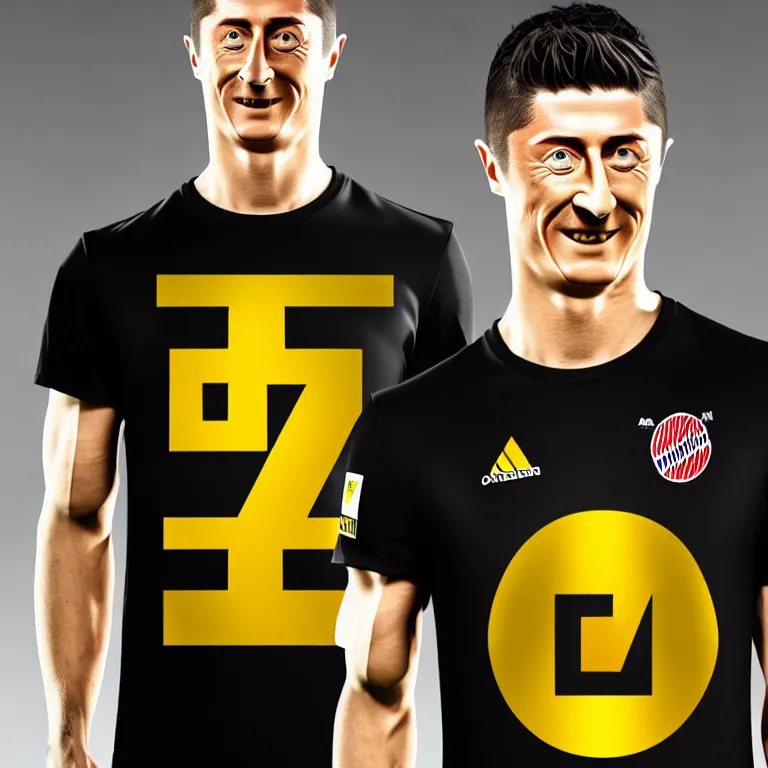 Image similar to robert lewandowski as play football, quake 2 logo on the tshirt in toilet, photorealistic face, golden skin, dark background, lasers