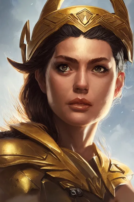 Image similar to amazon valkyrie athena, d & d, fantasy, portrait, highly detailed, headshot, digital painting, trending on artstation, concept art, sharp focus, illustration, art by artgerm and greg rutkowski and magali villeneuve