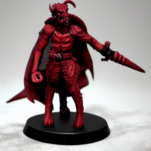 Image similar to helltaker tiefling, rogue, d & d, red skin