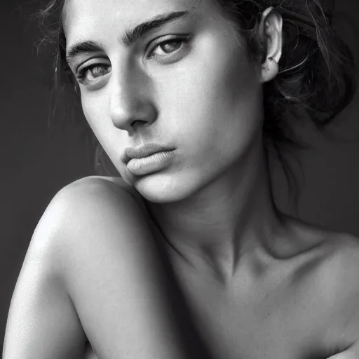 Image similar to portrait of a beautiful 20-year-old Italian woman by Mario Testino, close up, detailed, award winning, Sony a7R