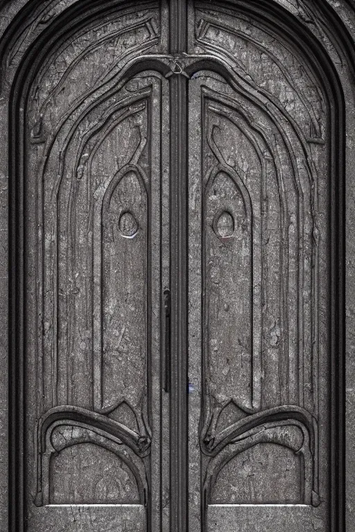 Prompt: cast iron door. mysterious. ominous shapes. photoreal, hyper - detailed. gothic. medieval. octane render