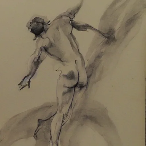 Image similar to ink water wash gesture drawing by an old master