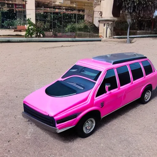 Prompt: car made of flamingo