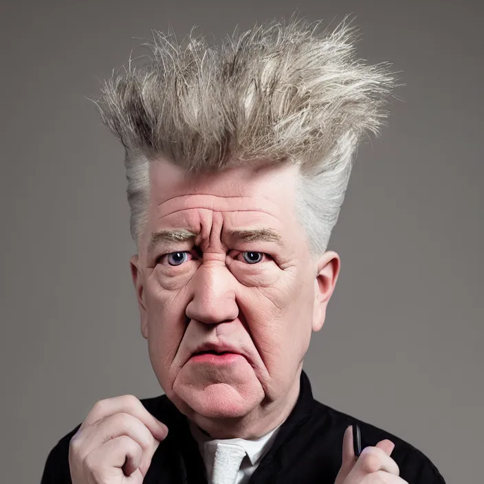 Prompt: david lynch as a nendoroid, studio lighting, product photo, 8 k,