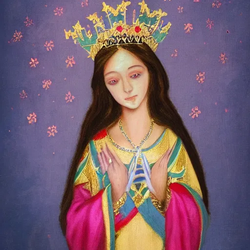 Image similar to maiden crowned with a garland of bright radiance