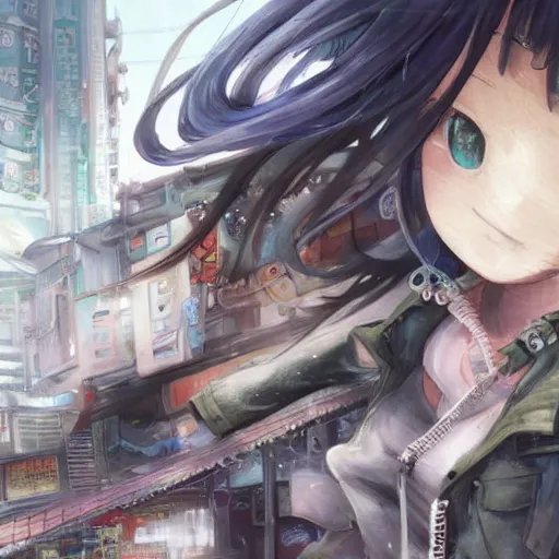 Image similar to dynamic composition, motion, ultra-detailed, incredibly detailed, a lot of details, amazing fine details and brush strokes, colorful and grayish palette, smooth, HD semirealistic anime CG concept art digital painting, watercolor oil painting of Clean and detailed post-cyberpunk sci-fi close-up schoolgirl in asian city in style of cytus and deemo, blue flame, relaxing, calm and mysterious vibes,, by a Chinese artist at ArtStation, by Huang Guangjian, Fenghua Zhong, Ruan Jia, Xin Jin and Wei Chang. Realistic artwork of a Chinese videogame, gradients, gentle an harmonic grayish colors. set in half-life 2, Matrix, GITS, Blade Runner, Neotokyo Source, Syndicate(2012), dynamic composition, beautiful with eerie vibes, very inspirational, very stylish, with gradients, surrealistic, dystopia, postapocalyptic vibes, depth of field, mist, rich cinematic atmosphere, perfect digital art, mystical journey in strange world