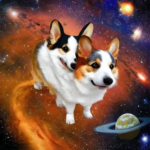 Image similar to space corgis