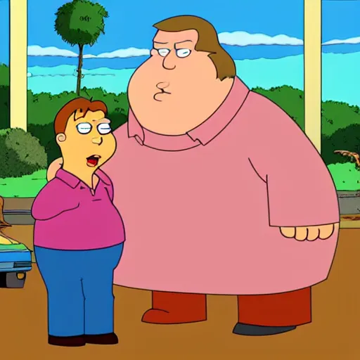 Image similar to family guy episode with fat chuck