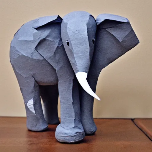 Image similar to elephant in paper mache, realistic