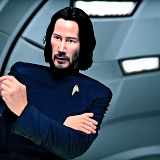 Image similar to Keanu Reeves in Star Trek 4K quality super realistic