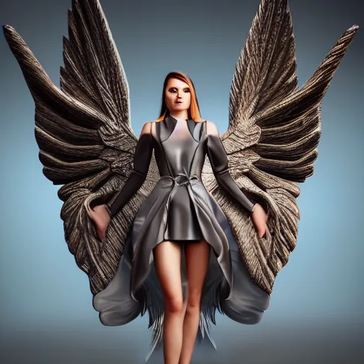 Prompt: fantasy angel with wings inspired avant - garde art, deco fashion, highly detailed, photorealistic portrait, bright studio setting, studio lighting, crisp quality and light reflections, unreal engine 5 quality render