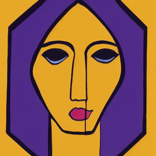 Image similar to face portrait of a woman, yellow hexagon polygon,