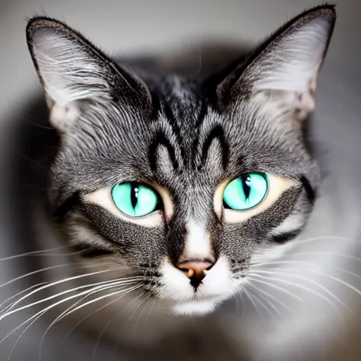 Prompt: a cat with optical illusion rotating wheel eyes