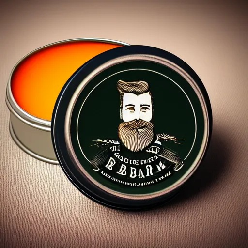 Image similar to 3 d render of vintage looking beard balm tin