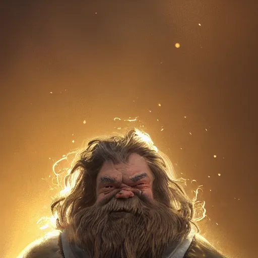 Prompt: portrait of a brutal dwarf hugging the humongous raw, unrefined sparkling gold nugget, lump of native gold, realistic, fantasy art, dnd, lord of the rings, mid - shot, moody lighting, by greg rutkowski, stanley lou, artgerm, trending on artstation, concept art, sharp focus, octane render, cgsociety