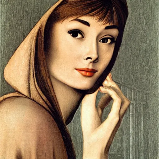 Image similar to audrey hepburn art by giovanni bellini