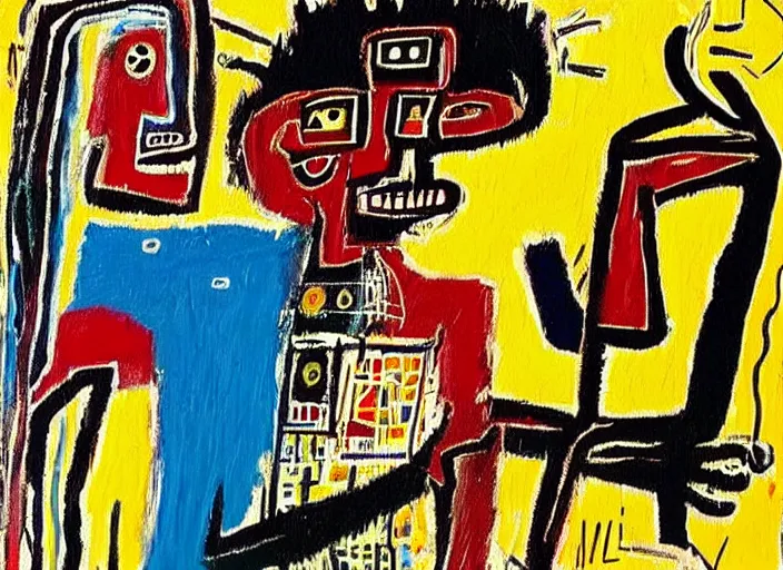 Image similar to beautiful detailed tarot cards painting by jean - michel basquiat