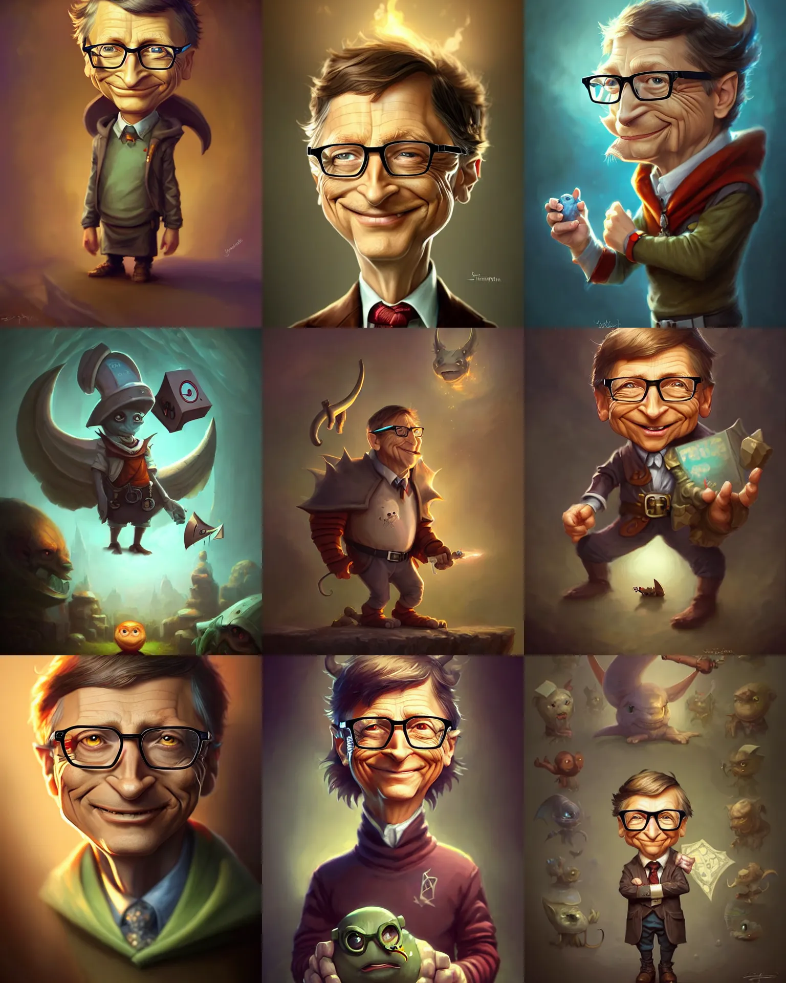 Prompt: cute little anthropomorphic bill gates cute and adorable, pretty, beautiful, dnd character art portrait, matte fantasy painting, deviantart artstation, by jason felix by steve argyle by tyler jacobson by peter mohrbacher, cinema