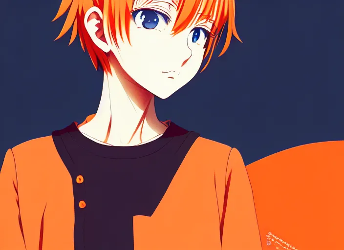 Image similar to anime girl with orange short hair in the Soviet pioneer form, omoide emanon, tsuruta kenji, murata range,kawaii, kyoto animation, manga,katsura masakazu, intricate, detailed, studio lighting, gradation,editorial illustration, matte print, Ilya Kuvshinov, concept art, digital