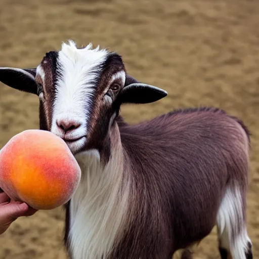 Image similar to a hybrid of a goat and a peach but mostly peach, 8 k, 4 k, professional photography, award winning photo