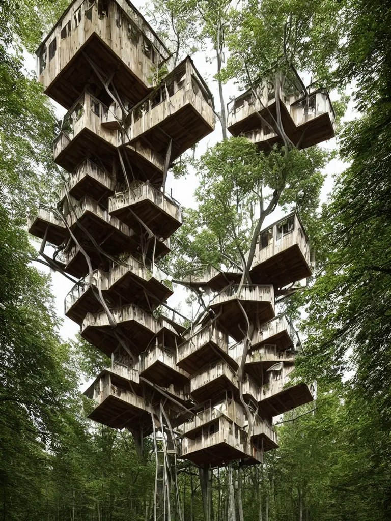 Image similar to stunning treehouse by gregory crewdson, victor enrich, mc escher thomas heatherwick dan hillier