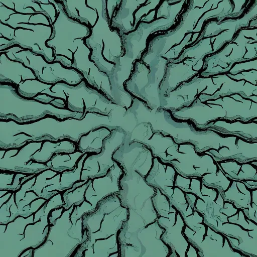 Image similar to surface of an alien planet with twisted trees t