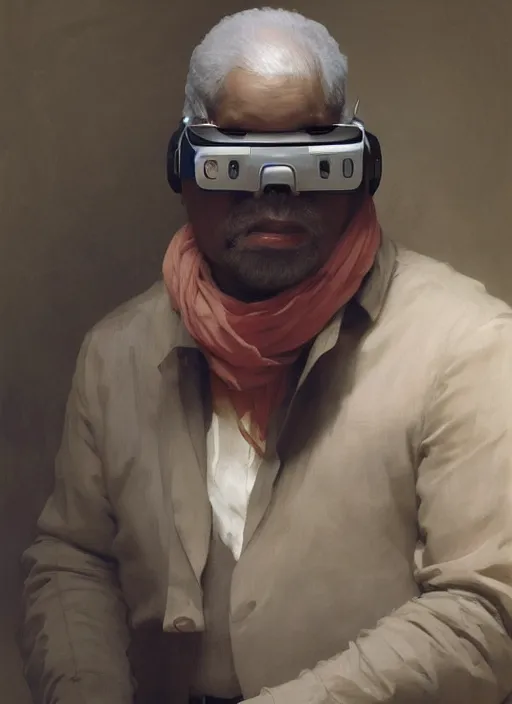 Image similar to Stephen McKinley Henderson as thufir hawat, human computer, VR headset, digital art from artstation by Ruan Jia and Mandy Jurgens and Artgerm and william-adolphe bouguereau