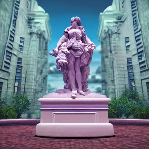 Image similar to baroque vaporwave statue, trending on art station, 4k UHD, 8k, painting illustration, high detail, rendered in unreal engine