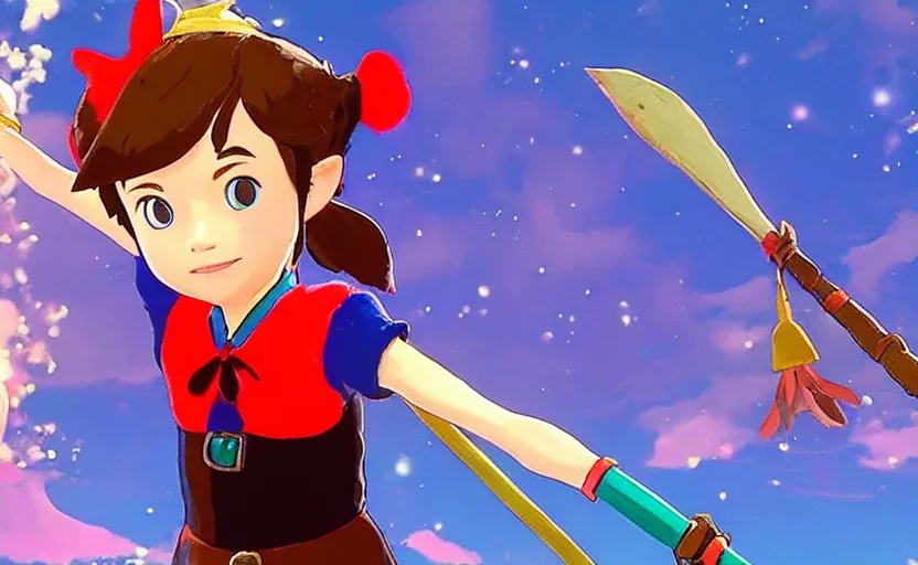 Image similar to Kiki from Kiki's delivery service in The Legend of Zelda: Breath of the Wild, 4k, UHD