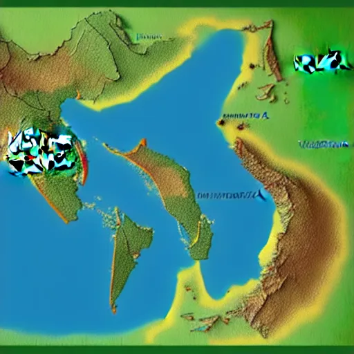 Image similar to ultra realistic geographical map of indonesia