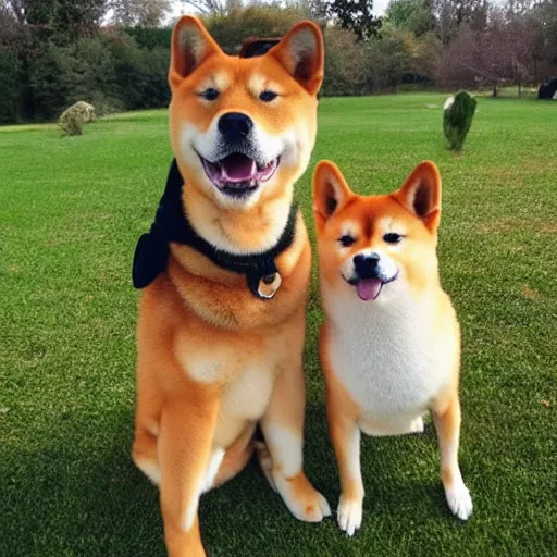 Prompt: a photo selfie of shiba inu and duck, best friends