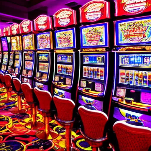 Prompt: Slot machines, casino photography, las vegas