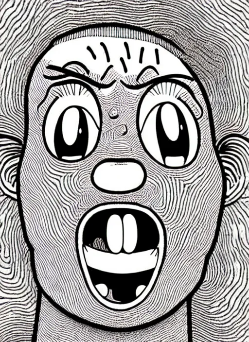 Image similar to junji ito style homer simpson, intricate, highly detailed, illustration, art by junji ito, junji ito