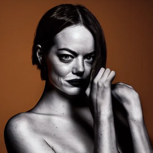 Image similar to Fully-clothed full-body portrait of Emma Stone as catwoman, trending on VSCO, XF IQ4, 55mm, studio lighting, shiny