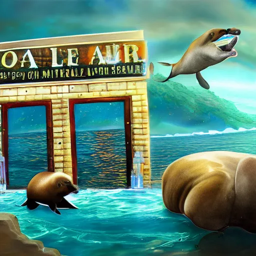 Prompt: sea lion bar mitzvah, digital art, unreal engine