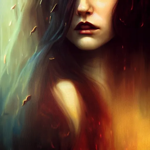 Image similar to majestic gracious regal aristocratic brunette female vampire portrait, atmospheric lighting, painted, menacing, intricate, volumetric lighting, beautiful, rich deep colours masterpiece, golden hour, sharp focus, ultra detailed, by leesha hannigan, ross tran, thierry doizon, kai carpenter, ignacio fernandez rios