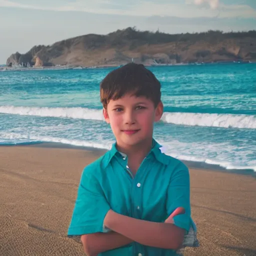 Image similar to photo of a boy at the beach